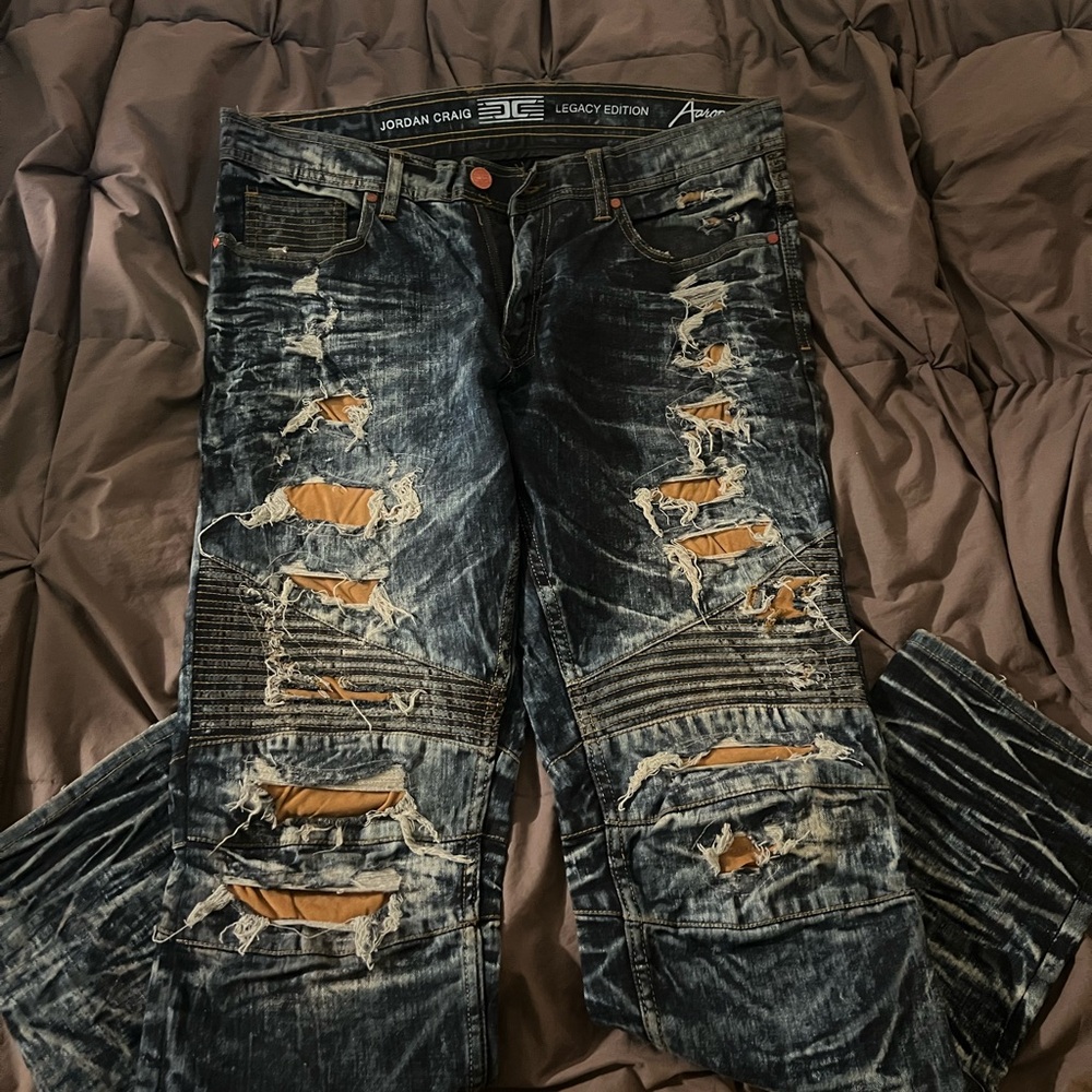 Jordan Craig Men's Distressed Blue Jeans